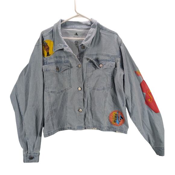 Disney Pixar Soul Jean Jacket Womens 1X Plus Blue Denim Light kidcore Retro